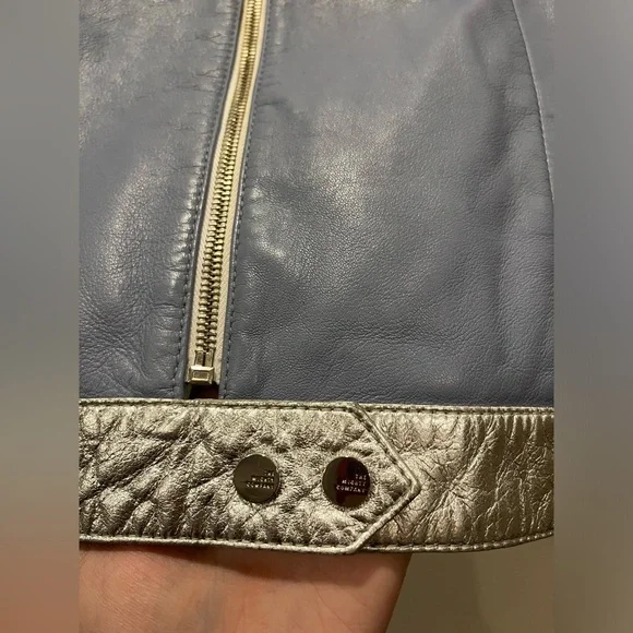 Silver & Blue Leather Racing Jacket - Picture 2 of 9